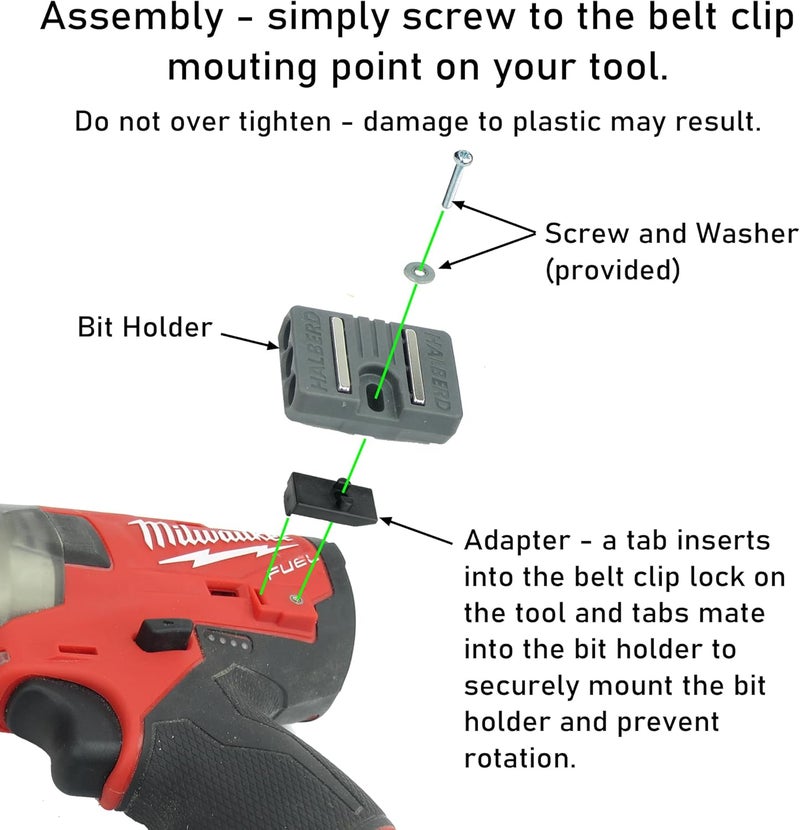 HALBERD Premium Bit Holder for M12 Gen 2 and Gen 3 Tools, Securely Screws to Belt Clip Screw, Premium Neodymium Magnets, for Milwaukee M12 Gen 2 and Gen 3 Tools Only (2 Pack, Premium) - Image 5